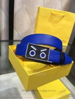 AAA Replica Cheap Fendi Reversible Belt - Blue And Black Leather Monster Buckle